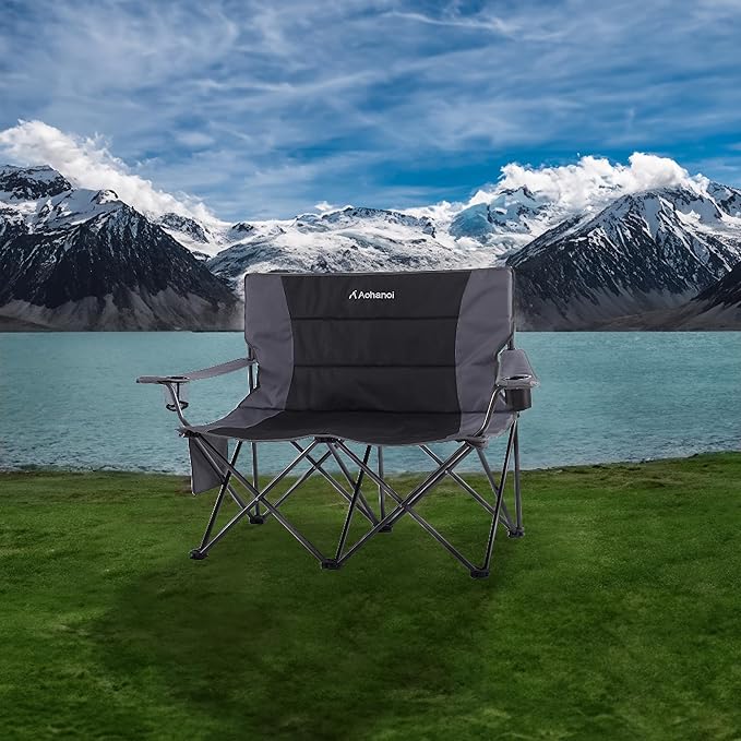 Oversized Camping Chair, Camp Chairs for Adults, Outdoor Folding Chairs with Cup Hold, Big Heavy Duty Outdoor Chairs for Patio, Lawn,Game, Sport