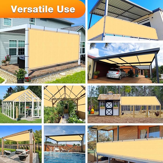 Artpuch Outdoor Pergola Shade Cover 8x10 FT Sun Shade Cloth with Grommets Sand 90% UV Protection Canopy Patio Privacy Screen (Customized Available)