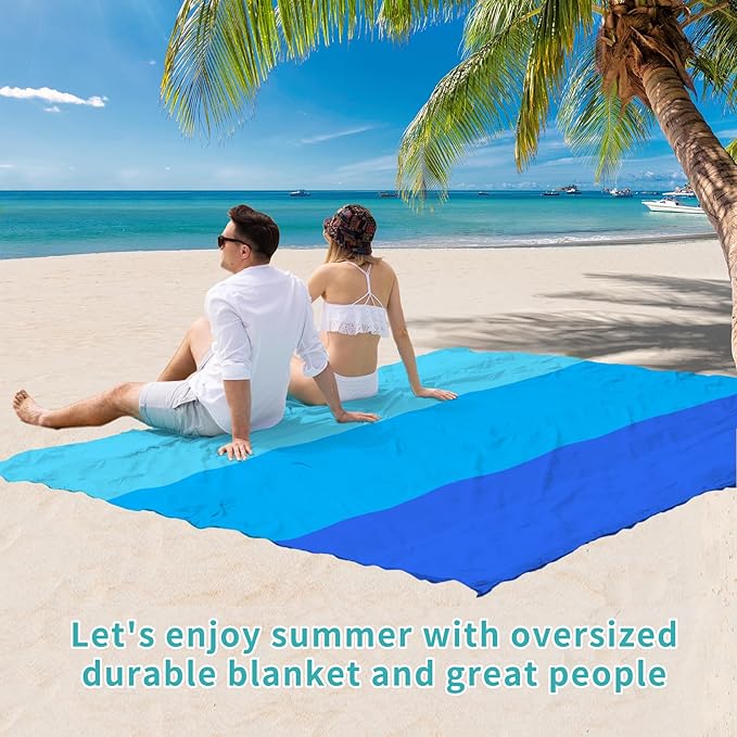 BYDOLL Beach Blanket Waterproof Sandproof 78''×110'' Suits1-7 Adults Compact Lightweight Oversized Sand-Free Blanket Large Picnic Mat for Beach Travel Camping Hiking