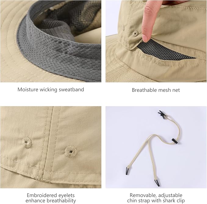 BASSDASH UPF 50+ Mosquito Net Hat with Stowable Neck Flap for Men Women Outdoor Fishing Hiking Camping Gardening FH17