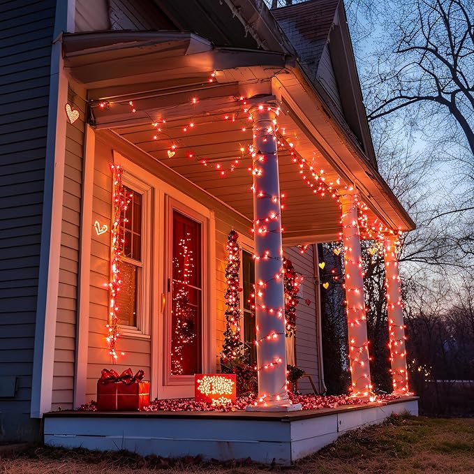 JMEXSUSS 250 LED Red String Lights with 8 Modes, 91.5ft Expandable Red Halloween Lights Outdoor Waterproof, Christmas Twinkle Lights Indoor for Tree Patio Bedroom Party Holiday Decorations