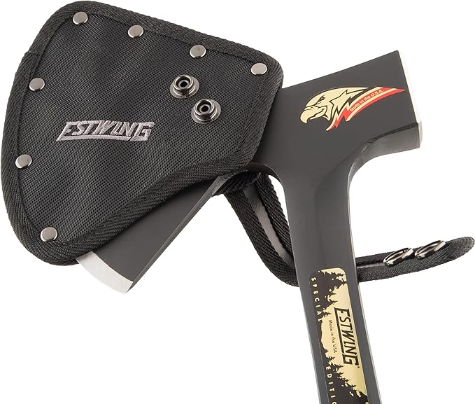 ESTWING Special Edition Camper's Axe - 26" Wood Splitting Tool with All Steel Construction & Shock Reduction Grip - E45ASE