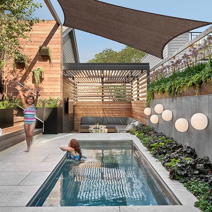 5' x 25' Brown Outdoor Sun Shade Sail Canopy ??UV Resistant Permeable Awning Fabric for Patio, Garden, Backyard, Pergola, Carport, Lawn Shelter Cover