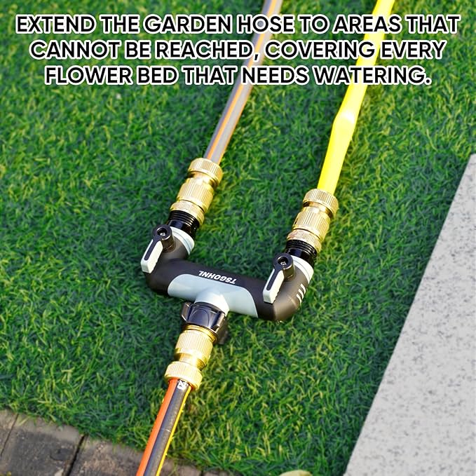 Garden Hose Splitter, 3/4-Inch Hose Manifold, Outdoor Faucet Adapter - Soft TPR Covering - Lightweight Non-Slip Sun-Resistant 2-Way Valve(Gray)