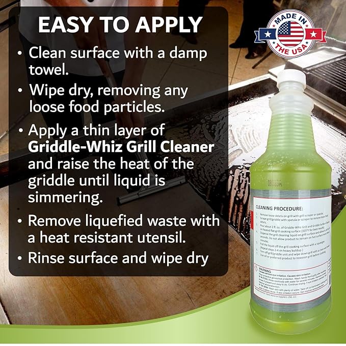4x Griddle-Whiz Grill & Griddle Surface Cleaner, Removes Grease, Food Residue & Burnt On Organics, High-Heat Flat Top Grill Cleaner, Food Contact Surface, Non-Caustic Formula by FryOilSaver Co.