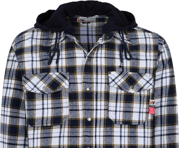 VATRENUS FR Shirts for Men Plaid Flannel Jacket 8.5oz Heavyweight Flame Resistant Welding Shirt