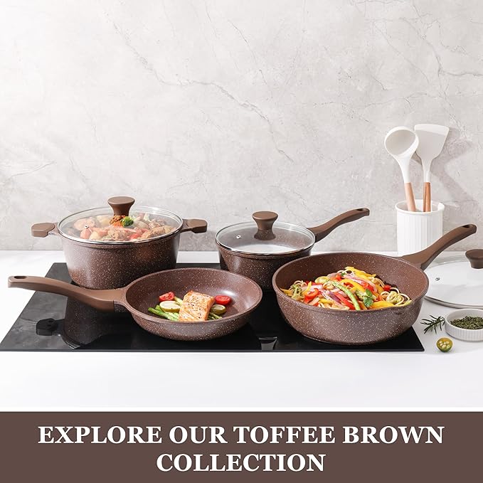 SENSARTE Nonstick Frying Pan Skillet, Non Stick Omelette Pan, Healthy Stone Cookware Chef's Pan PFOA Free, Toffee Brown (9.5 Inch)