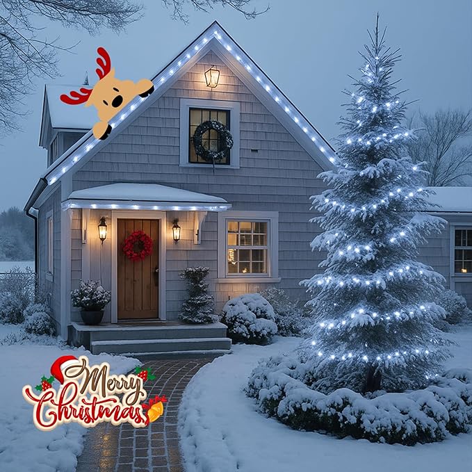 SANJICHA 2-Pack Each 72FT 200 LED Solar String Lights Outdoor, Waterproof Solar Fairy Lights Silver Wire 8 Lighting Modes Solar Twinkle Lights for Tree Garden Party Xmas Wedding Decor (Cool White)