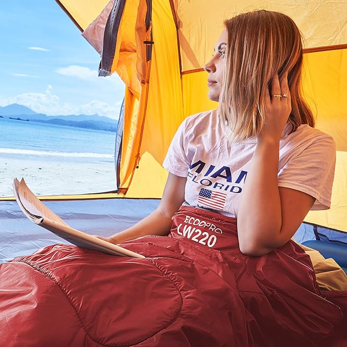 ECOOPRO Warm Weather Sleeping Bag - Portable, Waterproof, Compact Lightweight, Comfort with Compression Sack - Great for Outdoor Camping, Backpacking & Hiking-83 L x 30" W Fits Adults