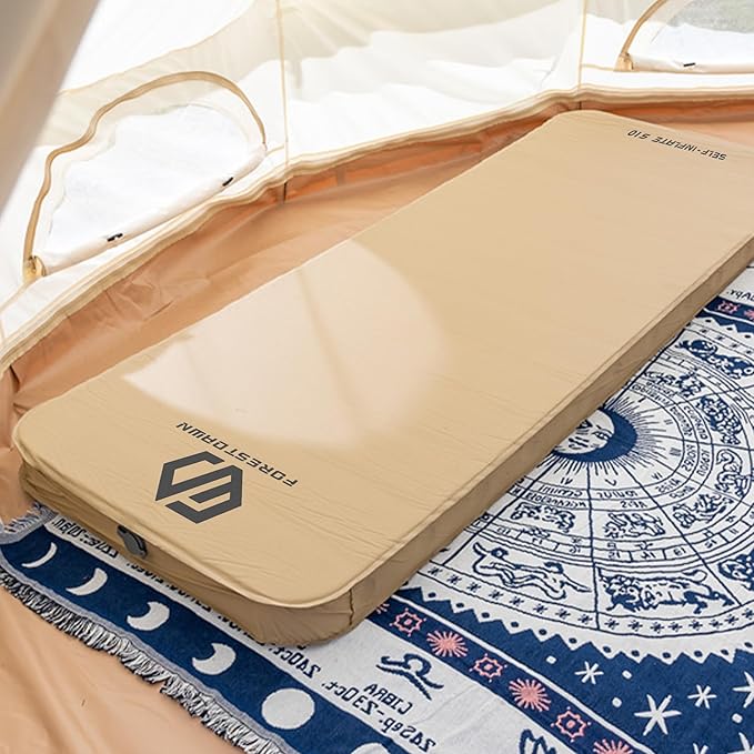 Self Inflating Sleeping Pad, 4" Extra Thick Memory Foam Camping Pad, 60S Fast Air Self-Inflating Camping Mattress Pads, 4 Season Sleeping Mat for Camping Rooftop Tent Car Truck Van