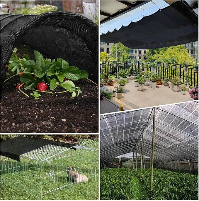 LOVE STORY 8x12FT 90% Black Garden Shade Cloth, Sun Shade Cover Net Mesh Tarp with Grommets, Sunblock Net for Garden,Greenhouse,Plants and Patio