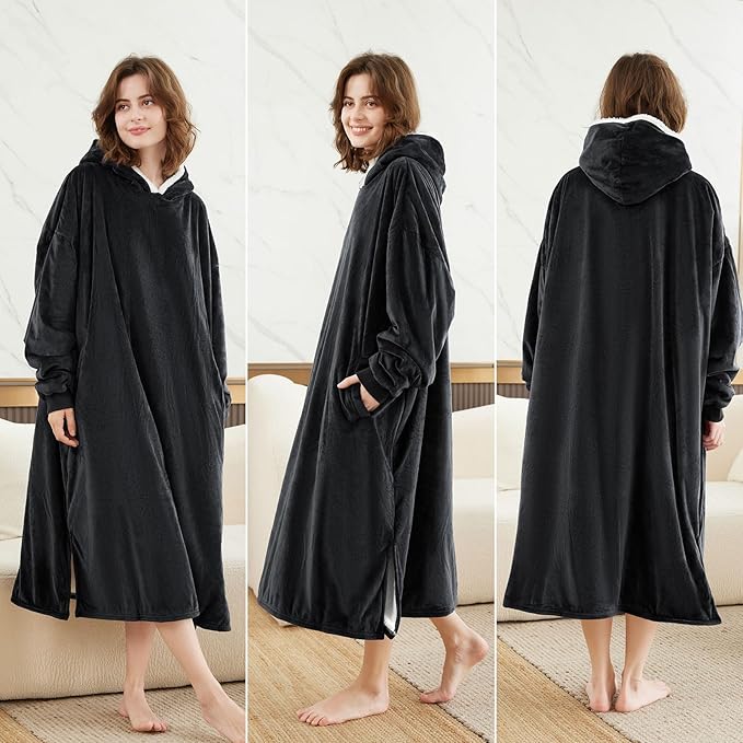 LetsFunny Blanket Hoodie,Oversized Wearable Sherpa Fleece Blanket Sweatshirt,Super Soft Warm Cozy with Giant Pocket,Gifts for Women Men Adults Teenagers Kids, One Size Fits All