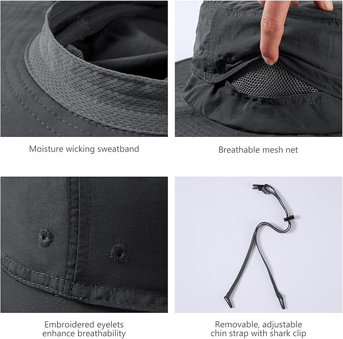 BASSDASH UPF 50+ Mosquito Net Hat with Stowable Neck Flap for Men Women Outdoor Fishing Hiking Camping Gardening FH17