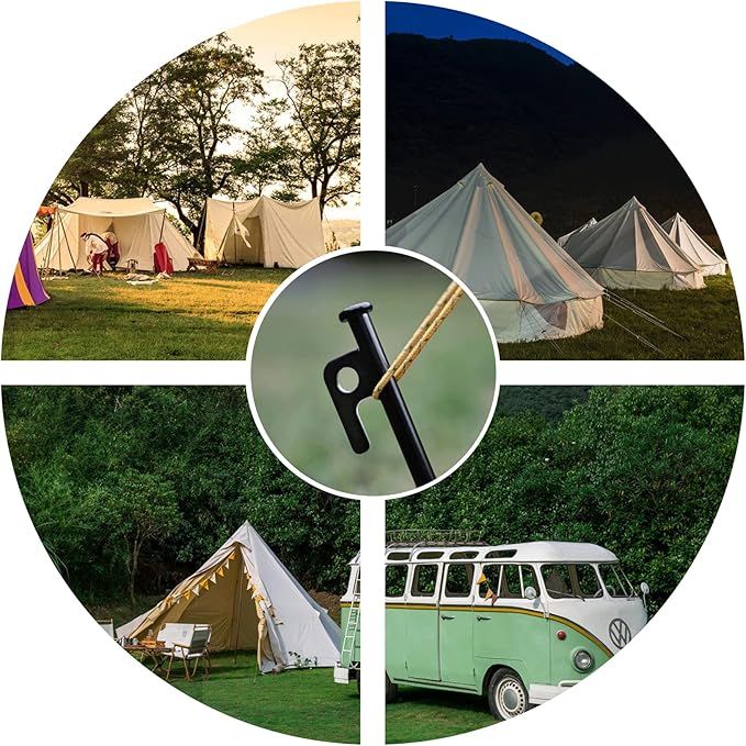 16 Pack Tent Stakes Heavy Duty Metal Tent Pegs for Camping Steel Tent Stakes 12 inch Unbreakable and Inflexible