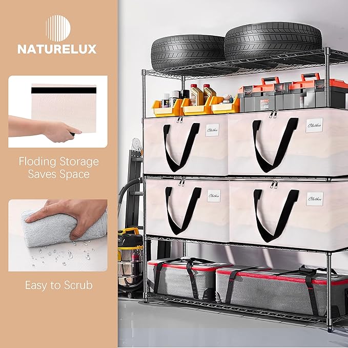 Heavy Duty Moving Bags - Extra Large Packing Bags and Storage Totes, Collapsible and Foldable Option for Moving and Storage, Clear, 93 L - 6 Pack