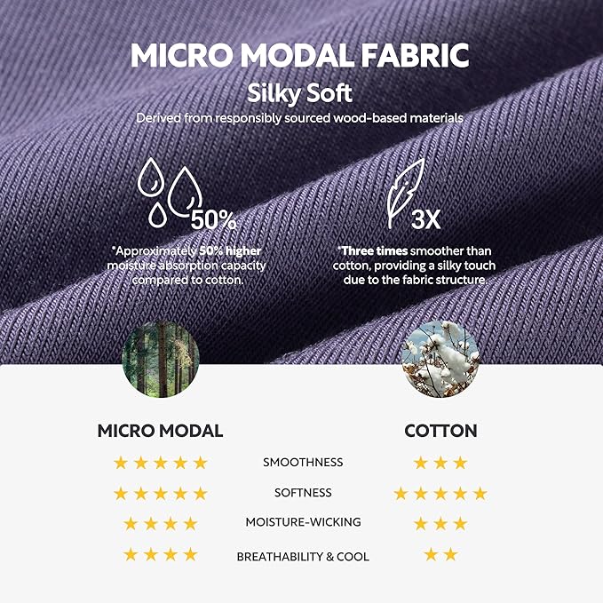 DAVID ARCHY Men's Underwear Ultra Soft Modal Dual Pouch Trunks Ball Pouch Bulge Enhancing Boxer Briefs for Men 3 or 4 Pack