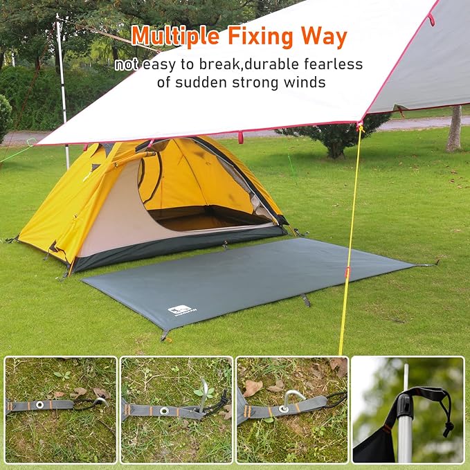 Hikeman Tent Footprint - Waterproof Camping Tarp, Heavy Duty Tent Floor Saver, Ultralight Ground Sheet Mat for Hiking, Backpacking, Hammock, Beach - Storage Bag Included(PU3000mm,180 * 210CM)