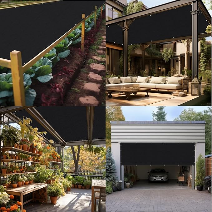 Artpuch 90% Sun Shade Cloth, 6 x 20 FT Pergola Shade Cover Canopy with Grommets, Sun Screen Fabric Tarp for Patio, Outdoor, Garden, Backyard, Black
