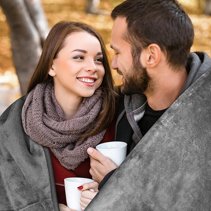 Queen Size Waterproof Blanket, Spill-Proof Cozy Flannel Splash Blanket for Bed, Stain Proof, Water Proof & Mess-Free (Moon Grey & Starlit Grey, 80x90