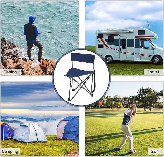 REDCAMP 2 Pack Tripod Chairs for Adults, Folding Lightweight Portable Golf Chairs for Spectators, Compact 3 Legged Tripod Stools Seat with Backrest for Camping Fishing Hunting, Blue