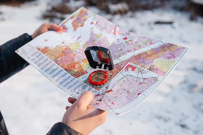 Boy Scout Sighting Compass - Adjustable Declination Mirror, Compass Base Plate, Orienteering & Hiking Navigation - Military Grade, Backpacking & Camping Tool