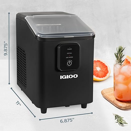 Igloo Self-Cleaning Countertop Ice Maker - Compact and Portable - Creates 26 lbs. Per Day, 8 Pieces Ready Every 7-8 Minutes - Includes Ice Scoop and Basket - Black