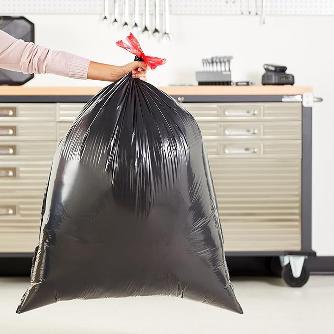 Amazon Basics Multipurpose Drawstring Trash Bags, 30 Gallon, 50 Count (Previously Solimo) (Pack of 2)