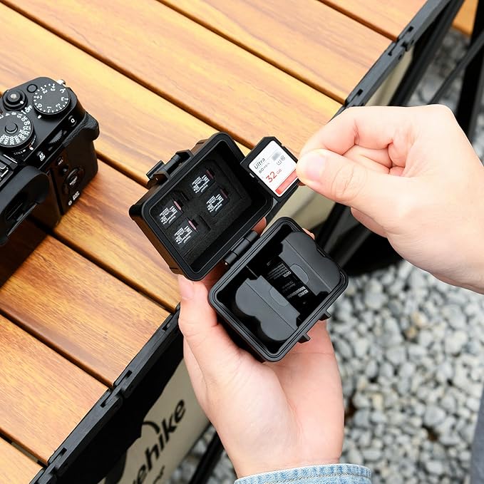 JJC Portable Camera Battery Memory Card Case,Battery Holder Organizer Box for 2x Canon LP-E17 LP-E12 LP-E10 Fuji NP-W126 NP-W235 Nikon EN-EL14A EN-EL25 Sony NP-FZ100 NP-FW50 DMW-BLG10 Battery and More