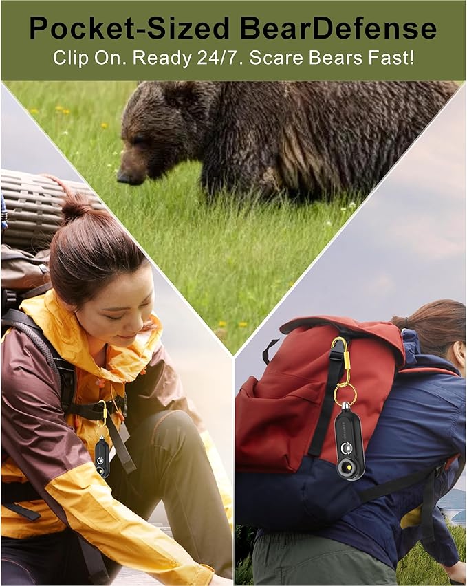 125dB Rechargeable Bear Horn,IPX5 Waterproof & LED Flashlight Bear Deterrent Device for Hiking, Camping, Outdoor Survival-Black