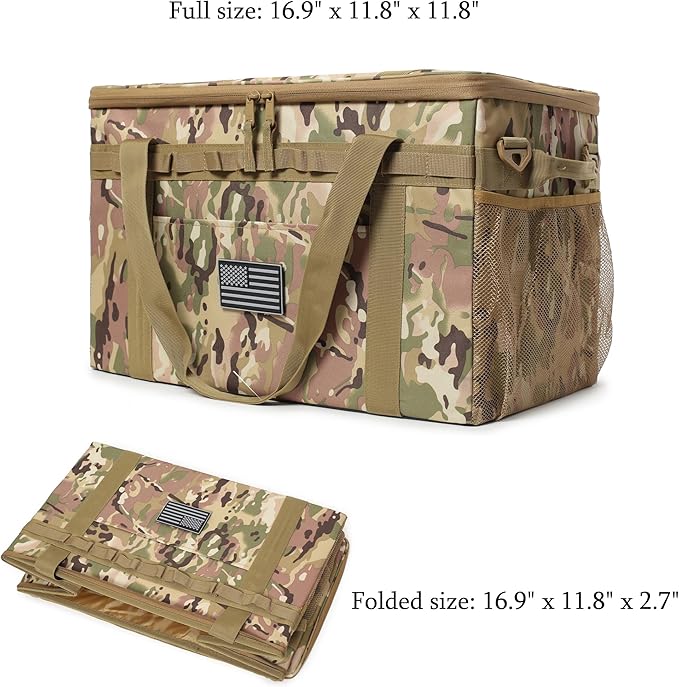 38L Tactical Camping Storage Bag with Axe Holder - Utility Tote Bag Camping Kitchen Organizer Trunk Organizer with Shoulder Strap (c)