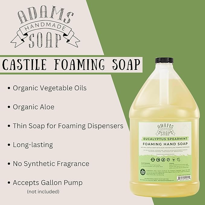 Adams Handmade Soap Liquid Foaming Soap 1 Gal - Eucalyptus Spearmint