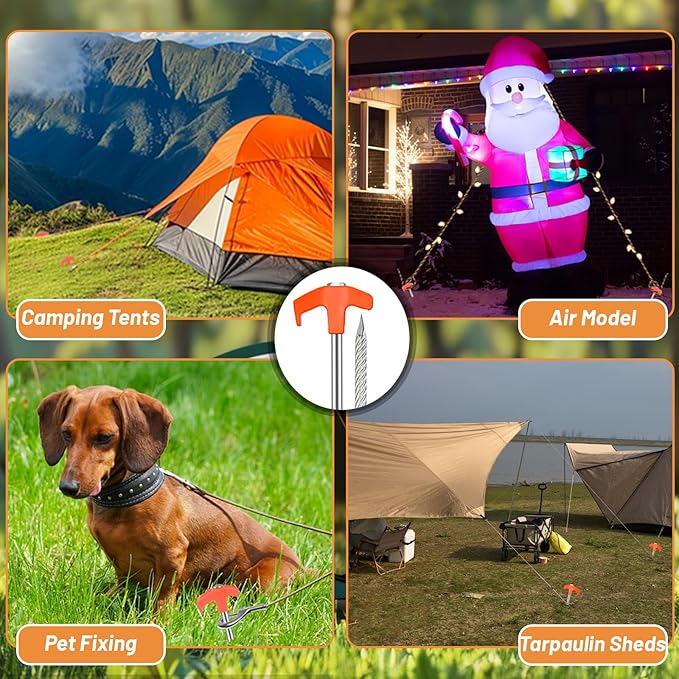 8Pcs Heavy Duty Tent Stakes AVOFOREST 9.8 inch Tent Stakes Portable Camping Stakes for Camping Patio, Garden, Canopies, Grassland, Outdoor Orange