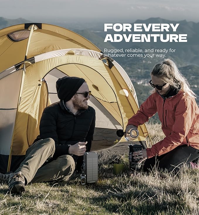 Dexnor Solar Charger Power Bank 27,000mAh, 65W PD3.0 & QC3.0 Fast Charging Powerbank External Battery Pack Portable Wireless Chargers with Flashlight and Carabiner, Compatible with MagSafe & Qi