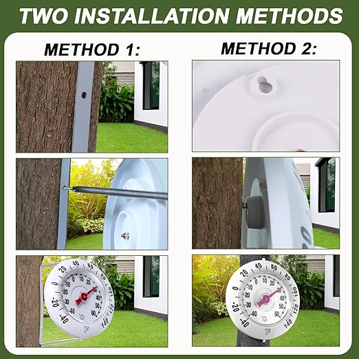 CloudHand 5 Inch Indoor Outdoor Thermometer with Mounting Bracket, Big and Bold Dial Thermometer, Easy to Read Numbers for Patio, Pool, and Indoor Areas, White