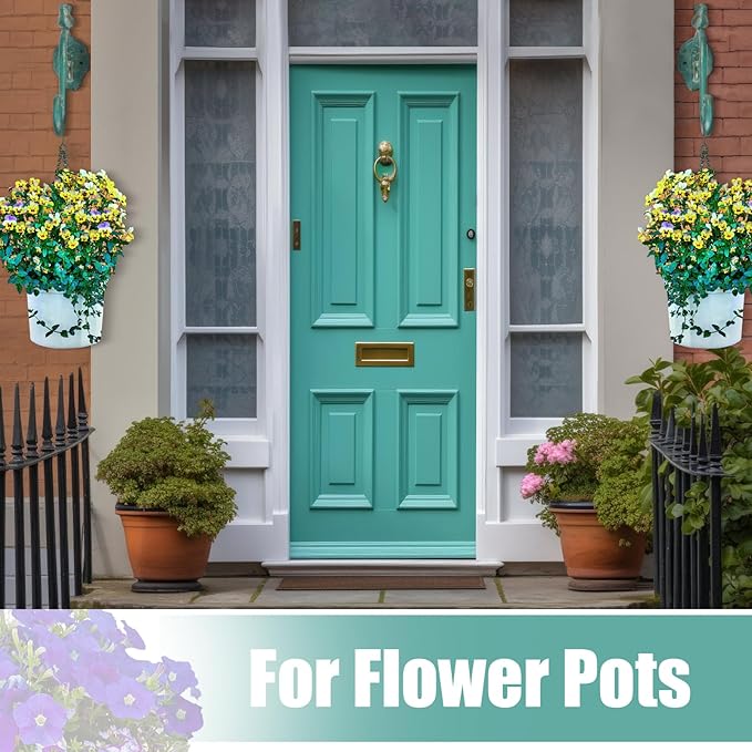 Moxweyeni 2 Pcs Cast Iron Plant Hangers Outdoor 10" Heavy Duty Hanging Basket Brackets Lovely Bird Shape Decorative Wall Hangers for Flower Pots Bird Feeder Wind Chime Lantern(Golden Green)