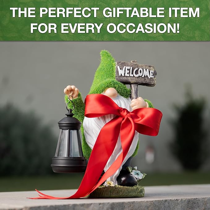 Garden Gnomes Outdoor with LED Solar Light - 11’’ Funny Gnome Decorations/ ornaments for Home/Yard/Patio Solar Lantern Garden Statues - Decor -Fall Deals/clearance - Housewarming/Birthday Gifts