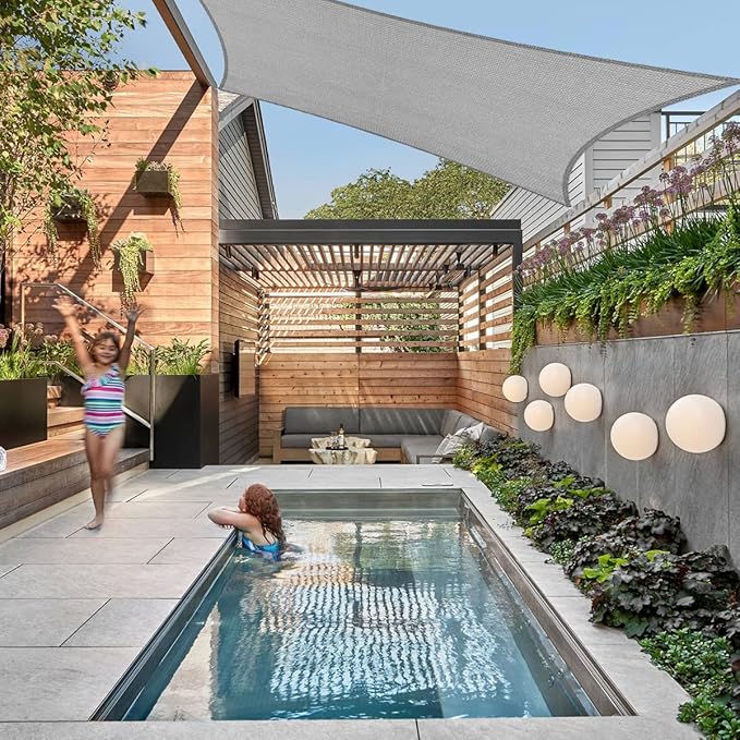 9' x 26' Grey Outdoor Sun Shade Sail Canopy ??UV Resistant Permeable Awning Fabric for Patio, Garden, Backyard, Pergola, Carport, Lawn Shelter Cover