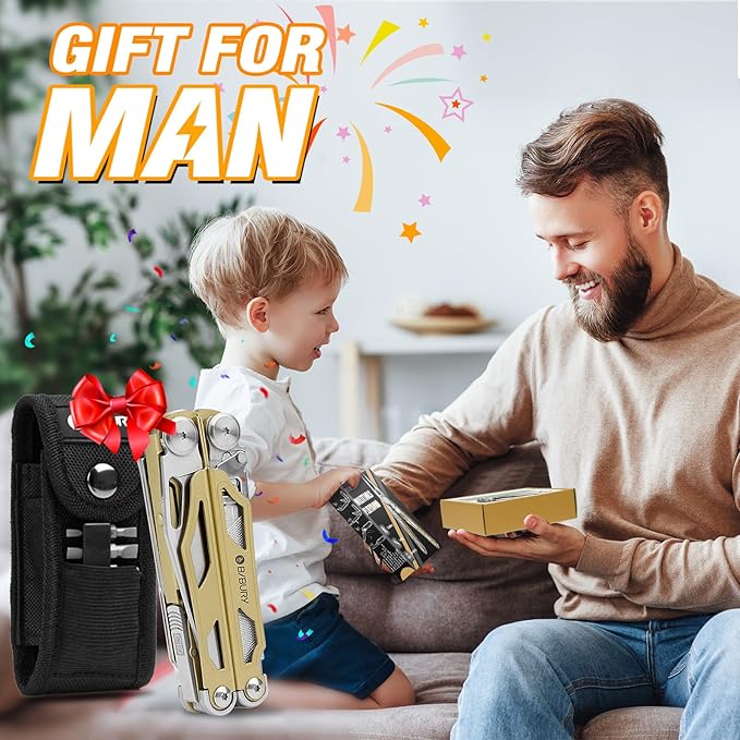 BIBURY Multitool Pliers Pro BI2045, 31-in-1 Stainless Steel Multi Tool with Replaceable Wire Cutters and Saw, Foldable Heavy-duty Multitool Set with Scissors and Screwdriver for Hiking Camping Repair