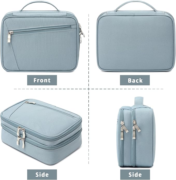 mygreen Electronics Travel Organizer, Watreproof Electronic Accessories Case Portable Double Layer Cable Storage Bag for Cord, Charger, Flash Drive, Phone, Ipad Mini, SD Card, Gifts for Him Blue