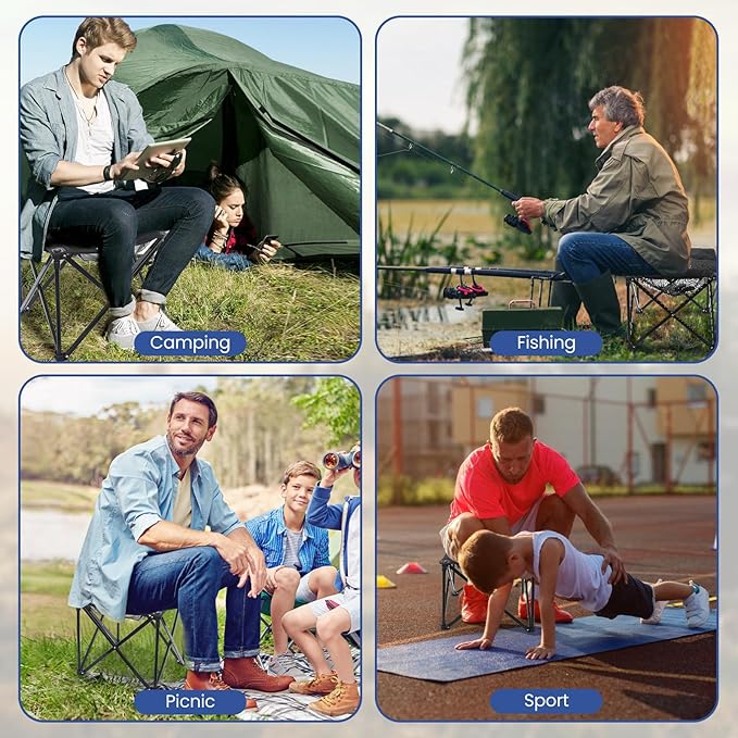 Padded Camping Stool, 18 Inch Oversized Camping Foot Rest, 500lb Camping Chairs Outdoor Footstool Portable Camping Ottoman for Camping Gardening Fishing w/Storage Net Carry Bag (2, Grey)