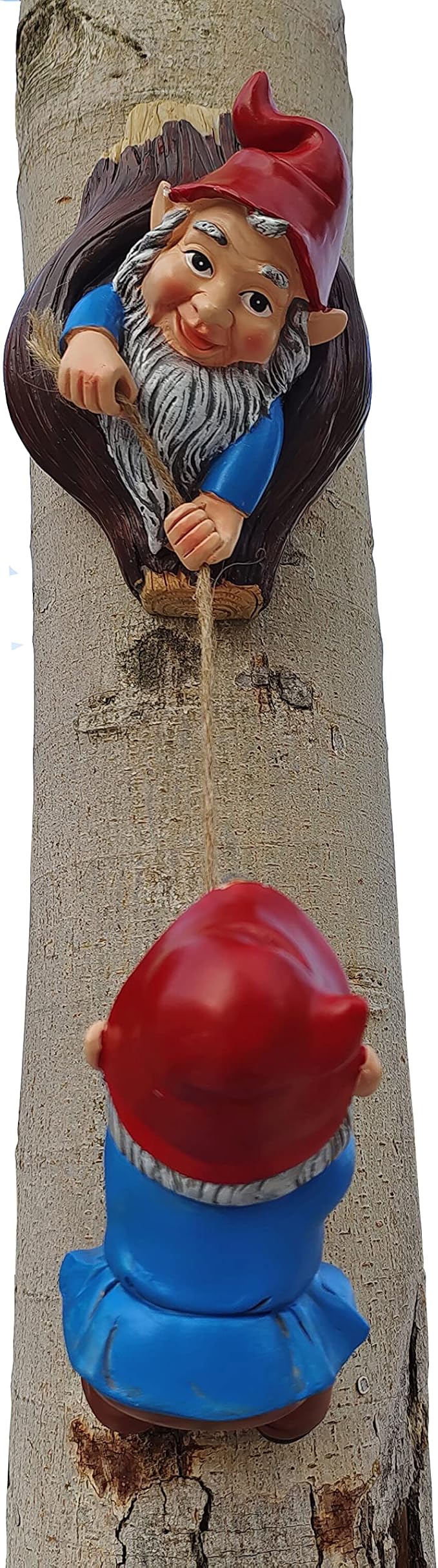 Gnome Tree Hugger Figurines Miniature Fairy Elf Climbing Tree Hanging Statue Garden Sculpture Decorative Outdoor Ornaments