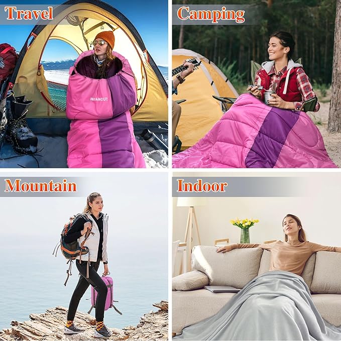 XL 10 Degree Sleeping Bags Waterproof for Adults 350GSM Machine Washable with Compression Sack for 3-4 Season Camping Outdoor
