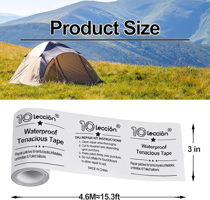 TPU Pool Patch Repair Kit for Air Mattress, Swimming Pool, Bounce House, Tent, Canvas, Canopy, Pool Floats, Tubes Air Bed and Inflatable Toys (3 in x 15 ft)