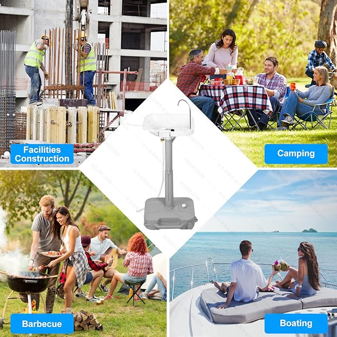 Portable Sink Hand Wash Station - 18L Capacity With USB Port or Battery Powered, Lightweight Outdoor Sink for Travel, Outdoor, Camping - Includes Soap Dispenser & Towel Holder