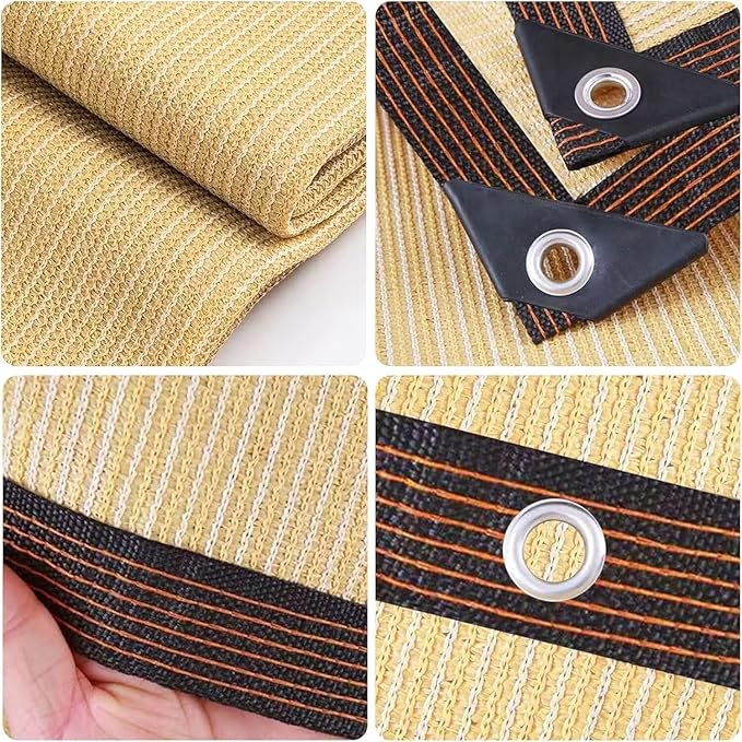 Shade Cloth - Pergola Sun Shade 90% Outdoor Shade Fabric with Grommets for Pergola Cover Patio Gazebo Deck Garden Porch Wheat(8X10FT)
