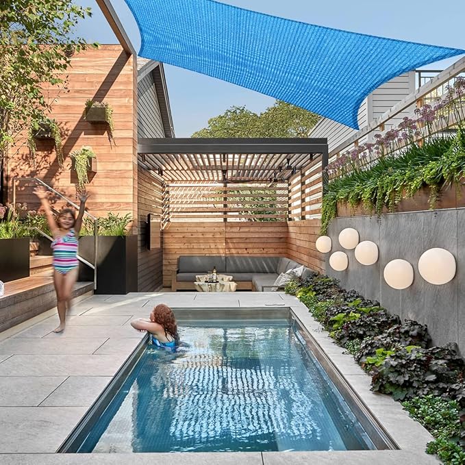 10' x 25' Blue Outdoor Sun Shade Sail Canopy ??UV Resistant Permeable Awning Fabric for Patio, Garden, Backyard, Pergola, Carport, Lawn Shelter Cover