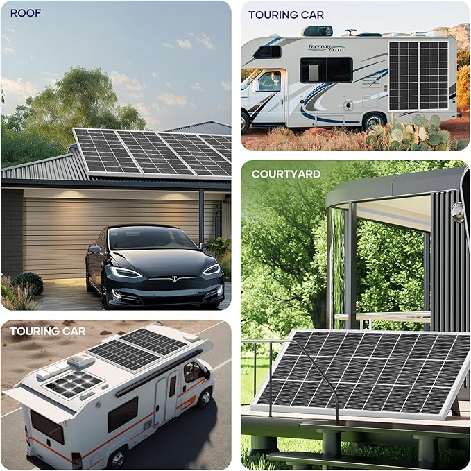 200 Watt Solar Panel 18BB N-Type 5Pcs 1000W Solar Panel 12V 24.3% High Efficiency Monocrystalline PV Module for RV Camper Marine Home Rooftop Power Station Off-Grid Systems
