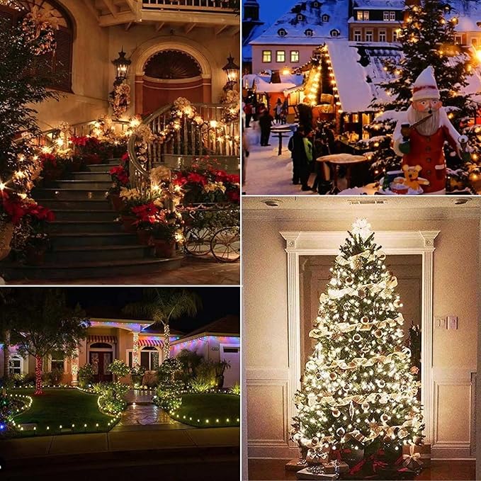 Vintage C9 Christmas Lights Outdoor, 25 Feet 25 LED C9 Christmas Decorations, Connectable Waterproof String Lights for Holiday Party Roofline Backyard Garden Patio, E17 Base, Warm White