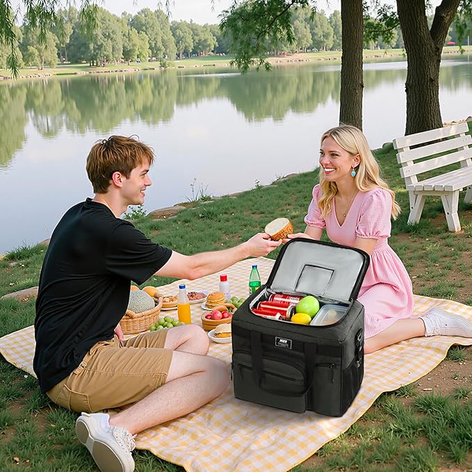 MIER 30L Extra Large Soft Cooler Bag with Bottle Opener for Camping Beach BBQ Grocery Leakproof Picnic Lunch Bag, Collapsible, 45Can (Dark Gray)