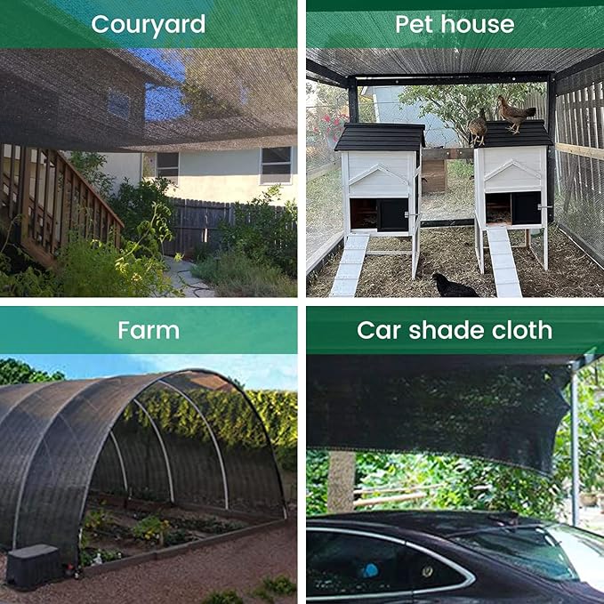 90% 20 X 20 FT Black Shade Cloth, Outdoor Woven Sun Shade with Grommets, Durable Breathable Netting Shading Antifreezing for Patio, Garden, DIY Home, Plants Cover, Greenhouse, Dog Kennel